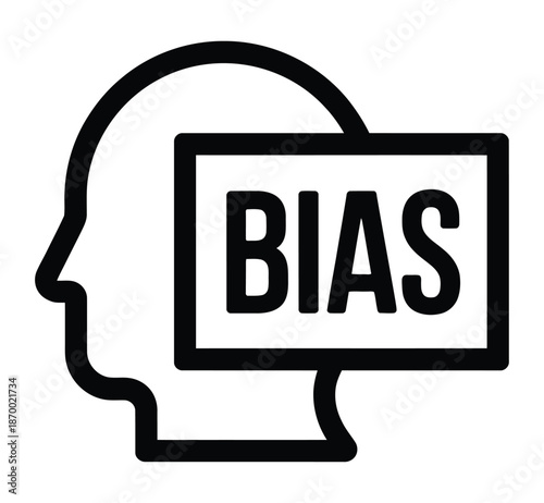 Icon representing human cognitive bias displayed within a silhouette.