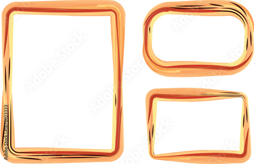 orange brown colorful decorative abstract brush stroke frames box set