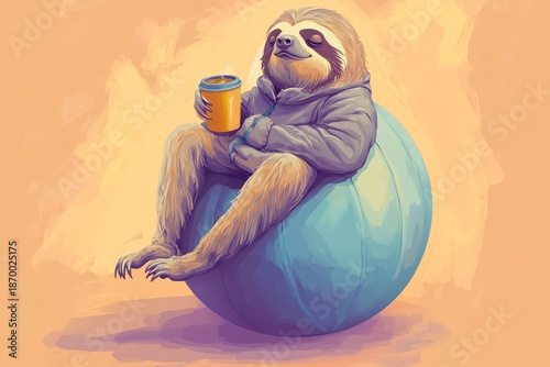 Lazy sloth fitness motivation illustration