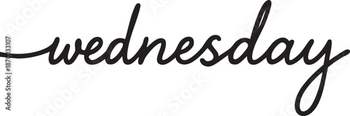 Handwritten Wednesday text in a stylish script font perfect for calendar design journaling or motivational quotes