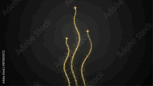 a dramatic and minimalist depiction of golden light streaks ascending against a dark circular rippling background evoking a sense