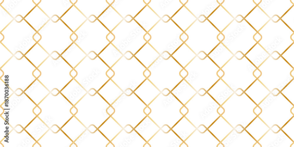 Fototapeta premium luxury seamless golden lattice pattern on white background elegant geometric mesh line vector for premium design wrap