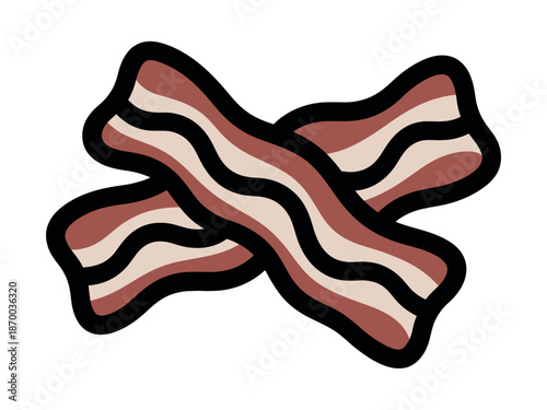 Cartoon illustration of crispy bacon strips