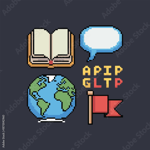 Educational 8-Bit Pixel Icon Set