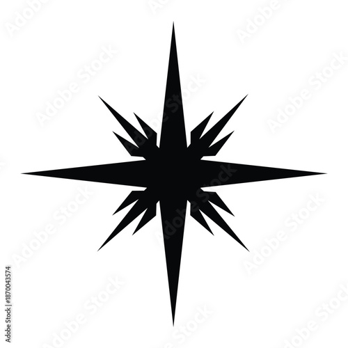 Black starburst shape with sharp points