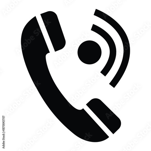 Black telephone icon with signal waves