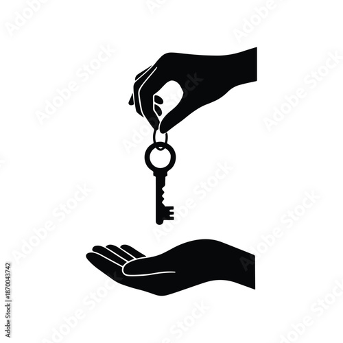Hand giving key silhouette concept
