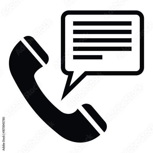Black telephone icon with speech bubble