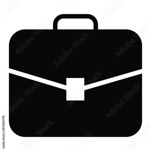 Black briefcase icon for business or office use