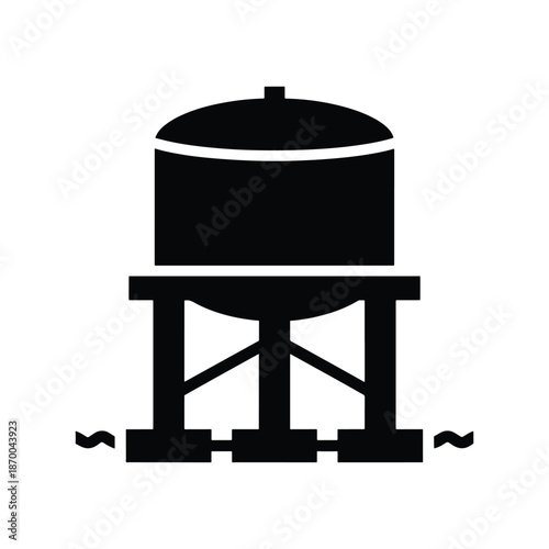 Industrial water reservoir silhouette illustration