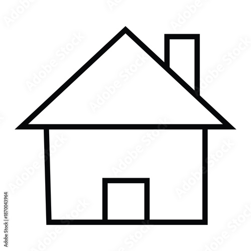 Simple line drawing of a house with a chimney and door