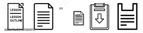 Outline education icons of download lesson . Education  Editable stroke vector illustration design