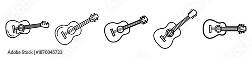 Outline education icons of guitar lesson . Education  Editable stroke vector illustration design