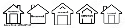 Outline education icons of homework . Education  Editable stroke vector illustration design
