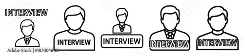 Outline education icons of interview . Education  Editable stroke vector illustration design