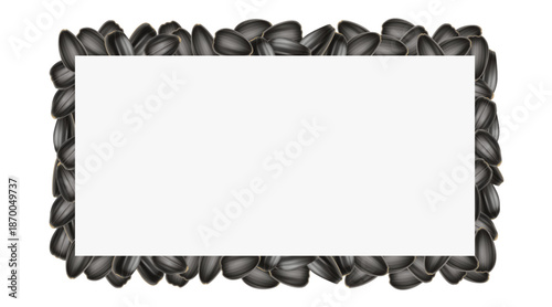 Sunflower seeds for an advertising banner. Rectangular vector frame template