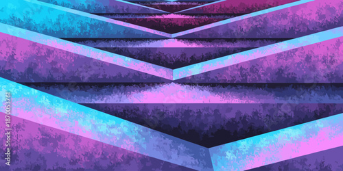 Vibrant purple and blue geometric pattern with dynamic chevron design — EPS vector (editable)