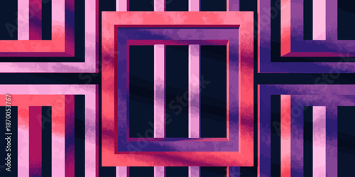 Vibrant geometric pattern with pink, purple, and black squares — EPS vector (editable)