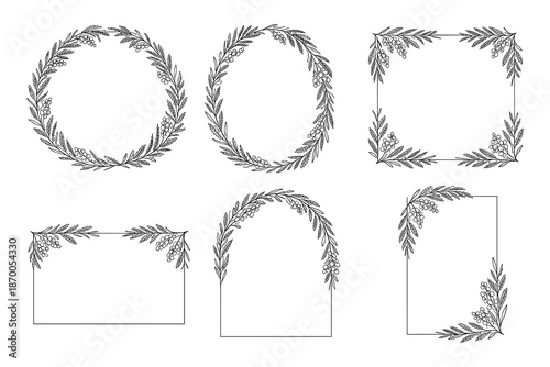 Elegant botanical wreath and frame collection with delicate floral designs