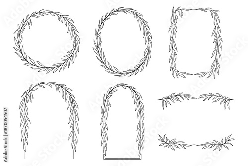 Elegant botanical leaf frames for invitations and designs