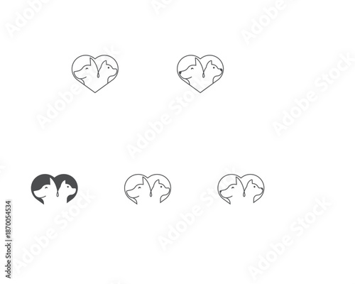 Dog and cat logo design template vector, line of pet logo design suitable for pet shop, store, cafe, business, hotel, veterinary clinic, Domestic animals vector illustration logotype, sign or symbol