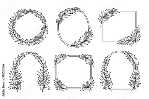 Elegant botanical frames collection for decorative design projects