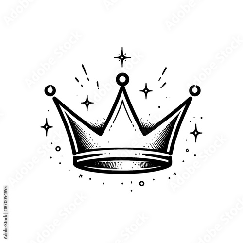 Vintage monochrome crown design with sparkling elements