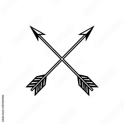 Crossed arrows design in simple black silhouette