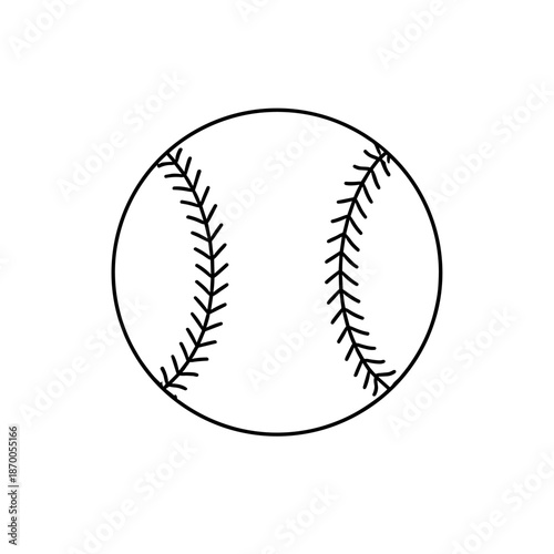 Line art of baseball with detailed stitching pattern in minimalist design