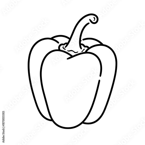 Minimalist line drawing of bell pepper for modern kitchen decor