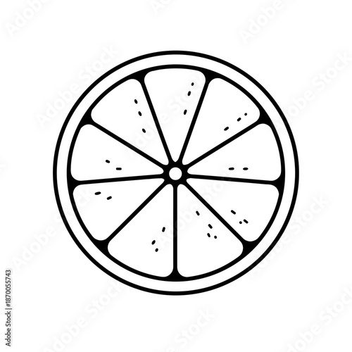 Minimalist black and white citrus slice design for modern decor