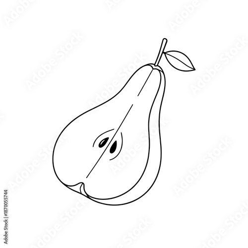 Minimalist linear pear design with leaf accent