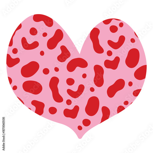 Cute and minimal Hand Drawn textured heart shape for Valentines Day. Trendy Red and Pink Love symbol with  abstract pattern. Vector art illustration isolated on white background