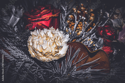 red and white flower bouquet