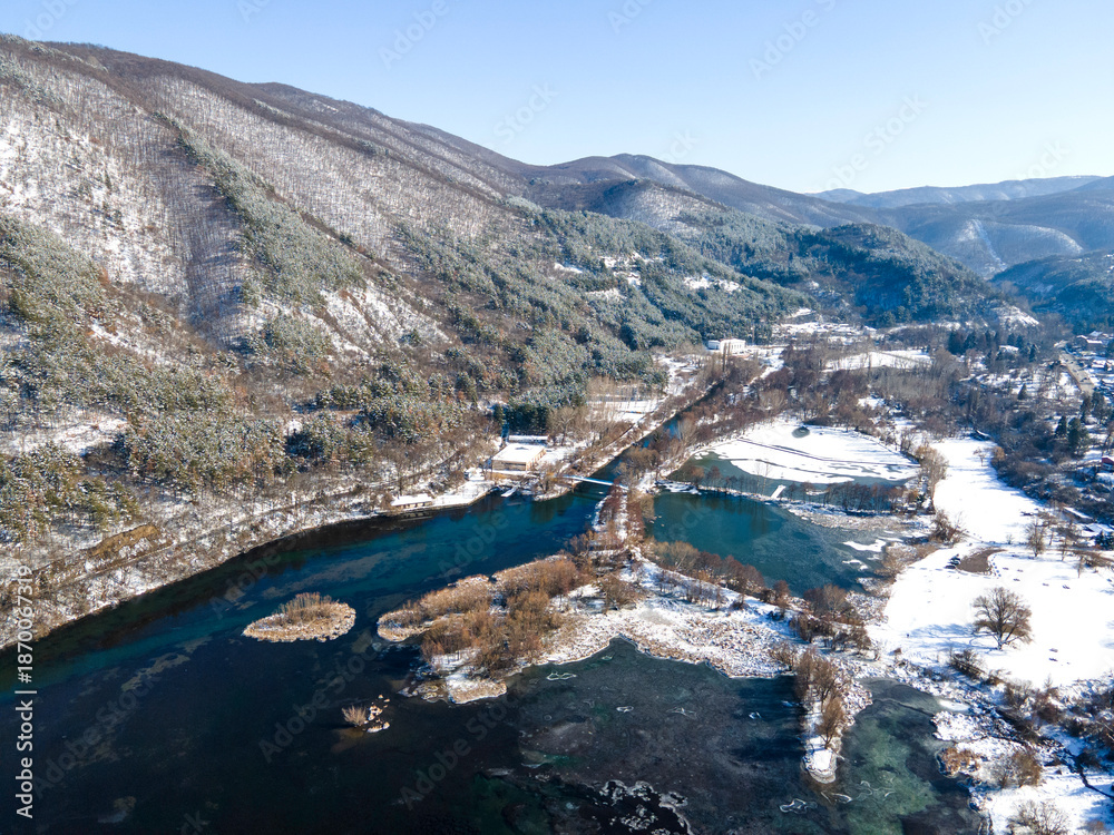 Obraz premium Aerial winter view of Pancharevo lake, Bulgaria