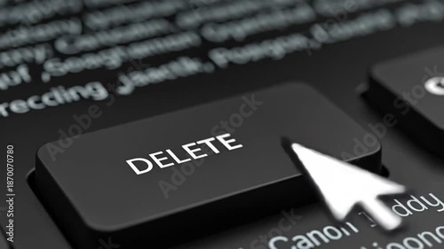 A close-up view of a keyboard's delete key, symbolizing digital data management and technology in modern computing.