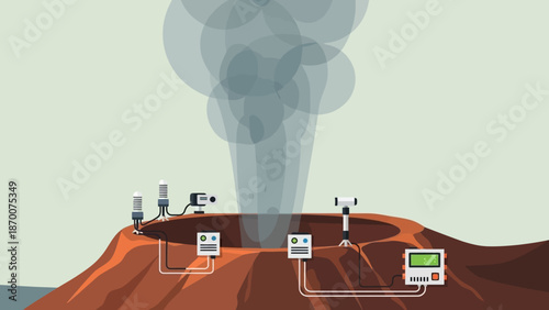 People using laptops on a rocky cliff during an outdoor technology meetup session.