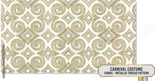 Elegant gold and silver metallic thread pattern for carnival costume