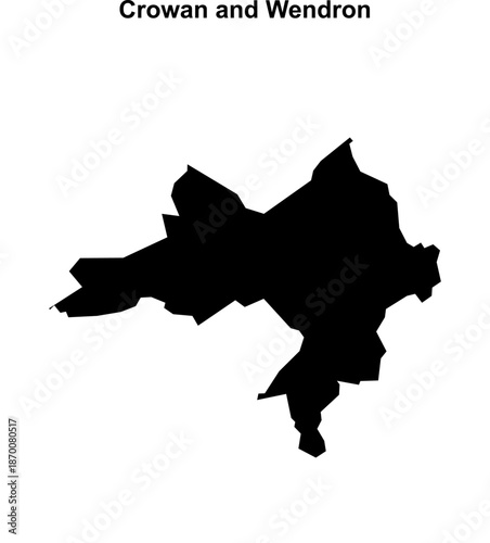 Crowan and Wendron (England) blank outline map