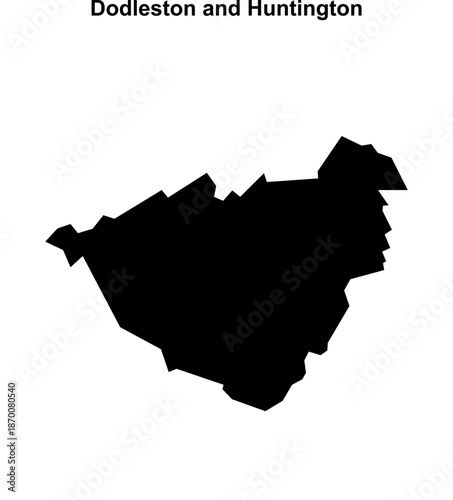 Dodleston and Huntington (England) blank outline map