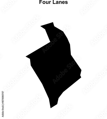 Four Lanes (England) blank outline map