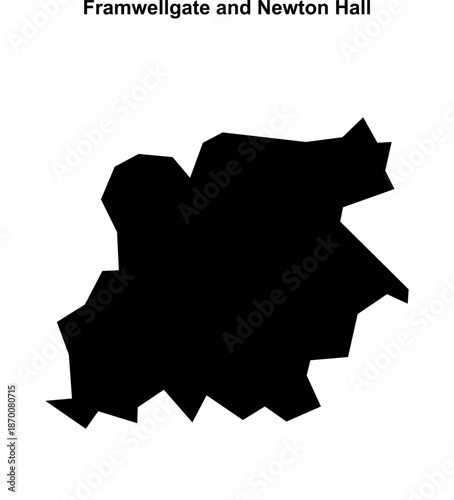 Framwellgate and Newton Hall (England) blank outline map