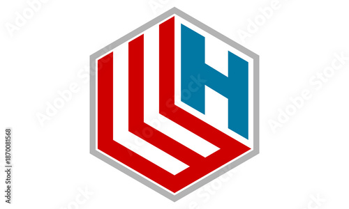 WH cube alphabet letter logo