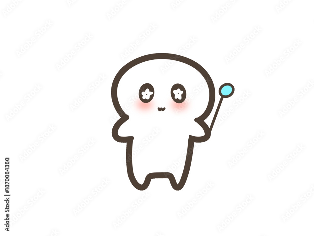 Fototapeta premium Cute Alien with Starry Eyes, Kawaii Space Character Illustration