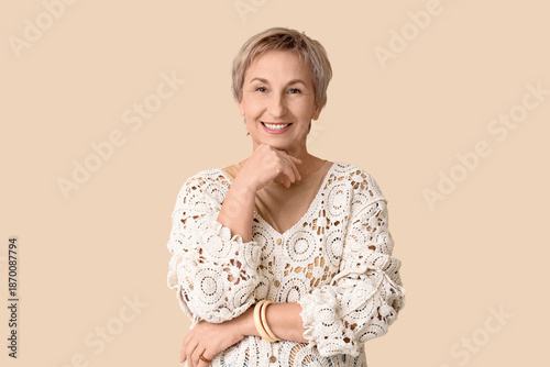 Thoughtful mature woman wit...