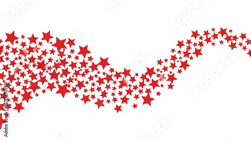 Red stars forming a wavy pattern on a white background