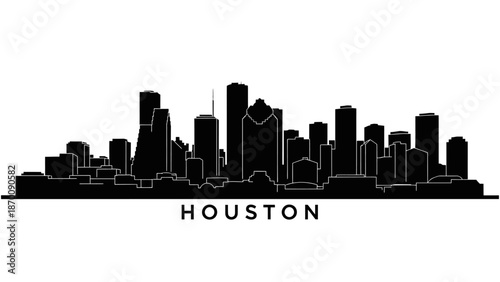 Cityscape of Houston Skyline Illustration from a Distant Viewpoint