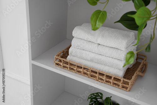 Tray with clean towels on s...