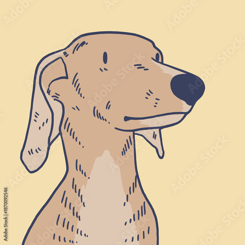 Cute Greyhound Dog Cartoon Vector Portrait Illustration