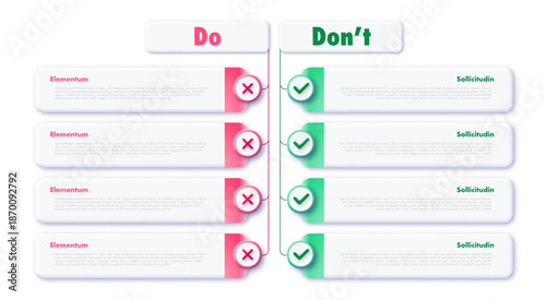 Do and dont infographic design template modern style for presentation